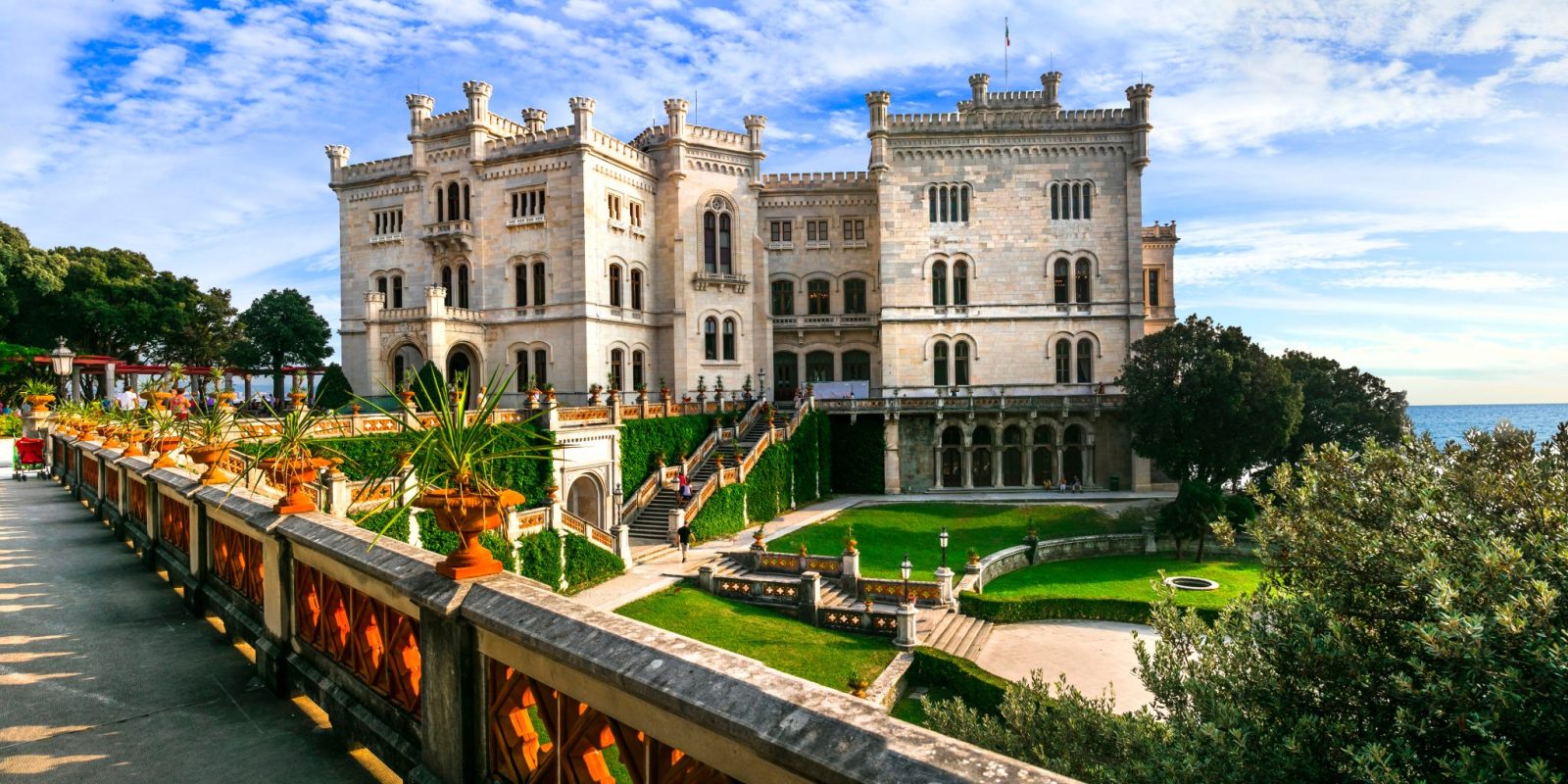 Wonderful,White,Castle,Over,The,Sea,-,Miramare.,Trieste,,Northern