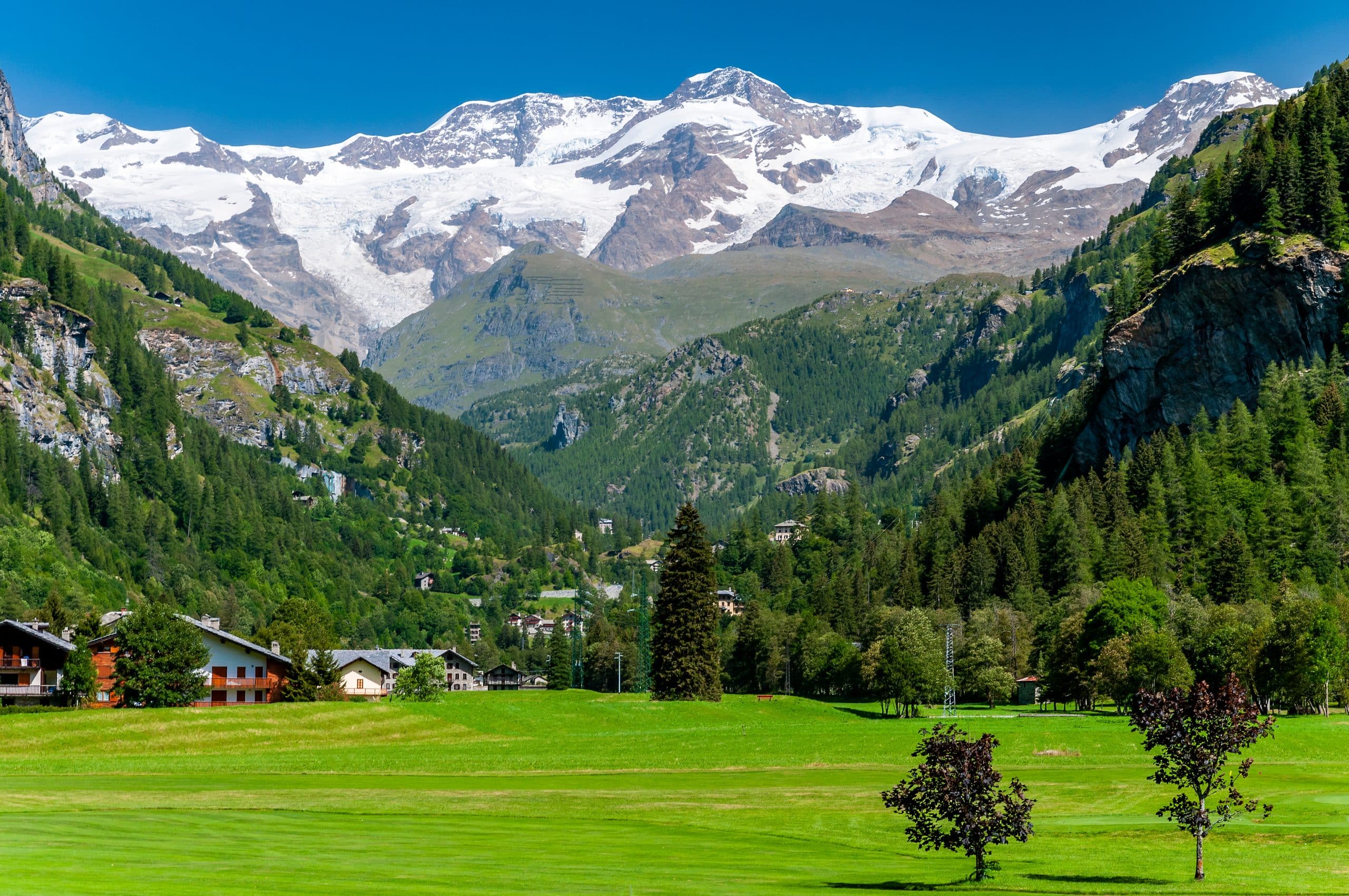 Summer,View,Of,Monte,Rosa,,Gressoney,La,Trinite,,Aosta,Valley,