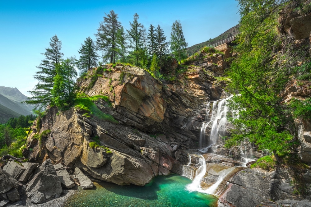 Lillaz,Waterfalls,In,Summer,,The,Topmost,Part.,Cogne,,Aosta,Valley